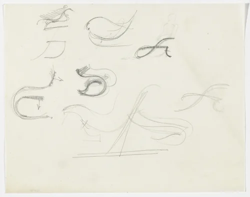 Lounge Chair with and without Arms (Eight elevation sketches) by Ludwig Mies van der Rohe, mies van der rohe archive, 1926