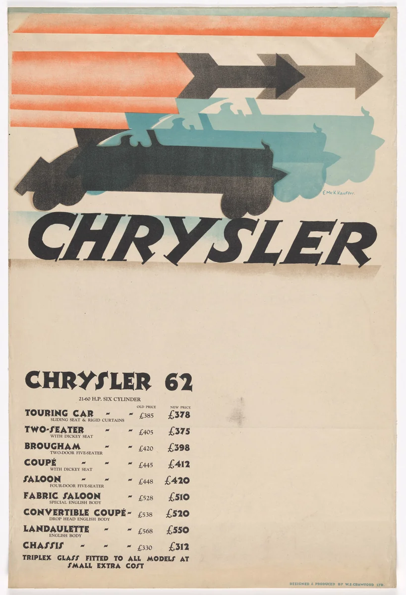 Chrysler (Chrysler 62) by E. McKnight Kauffer, design, 1928