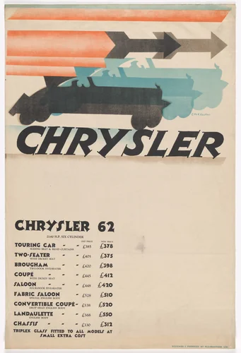 Chrysler (Chrysler 62) by E. McKnight Kauffer, design, 1928