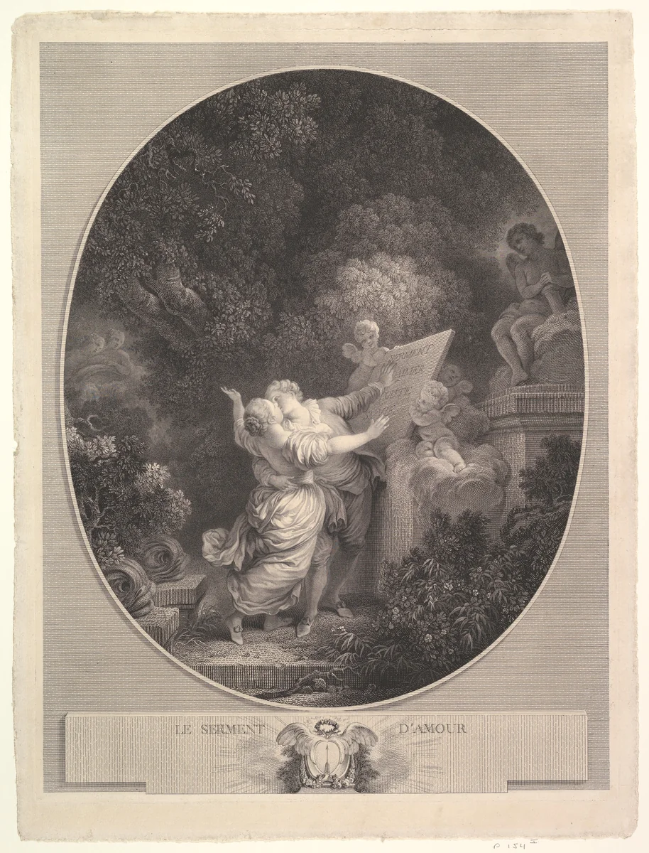 The Pledge of Love by Jean Mathieu, print, 1786