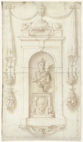 Ontwerp voor een wandmonument met Cosimo I dei Medici by Jacopo Ligozzi, drawing, 1594-1596