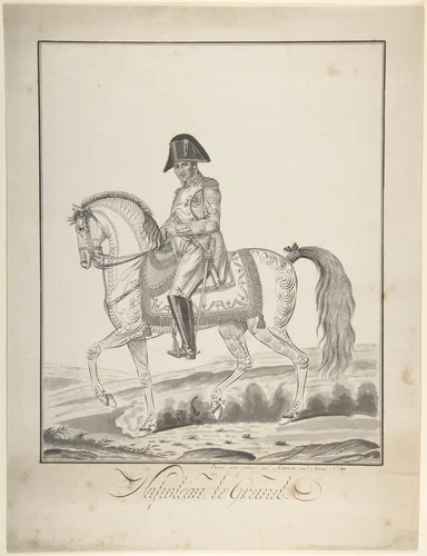 Equestrian Portrait of Napoleon by Auvrest, drawing, 1775-1825