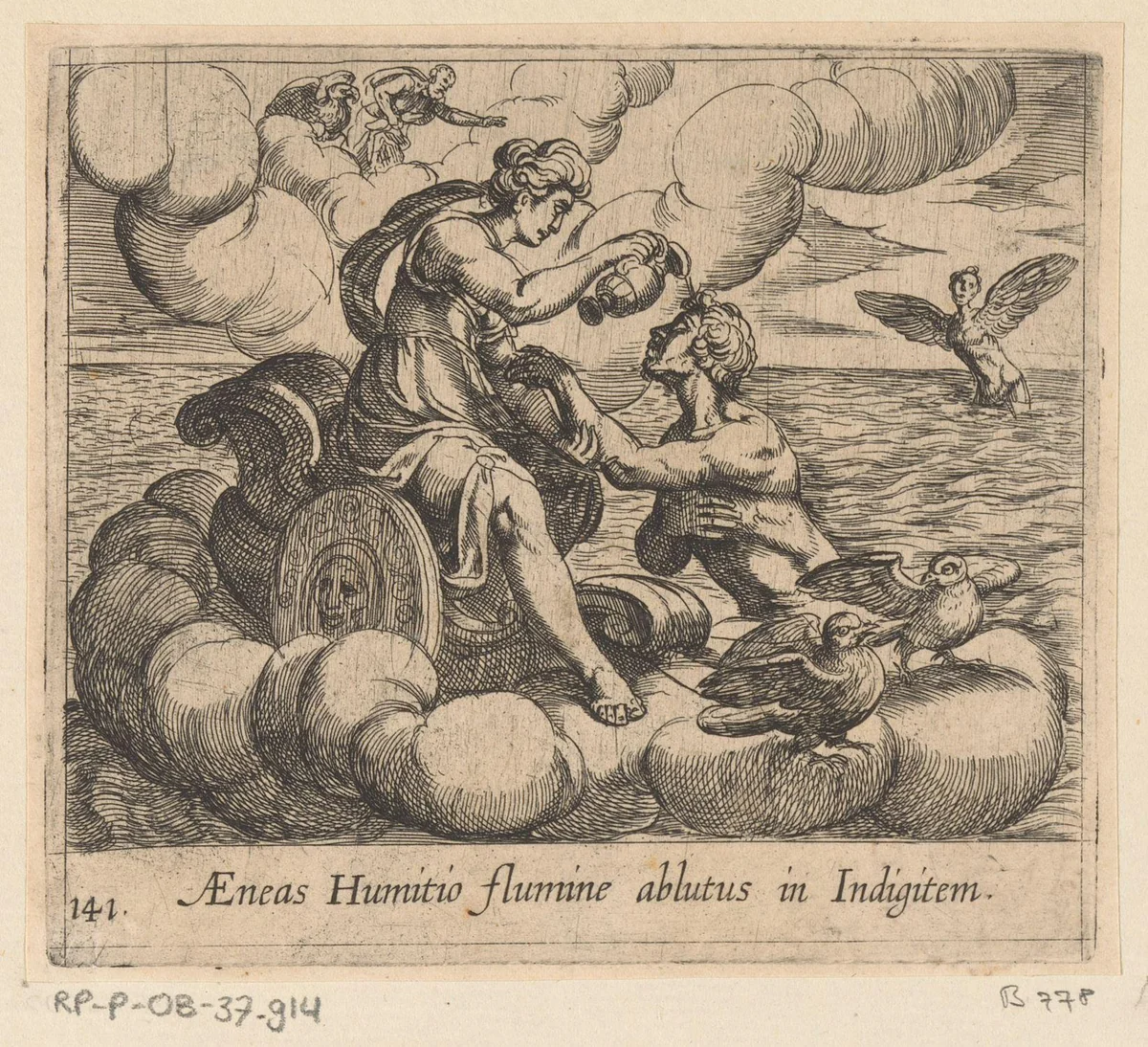 Venus maakt Aeneas onsterfelijk by Antonio Tempesta, print, 1606