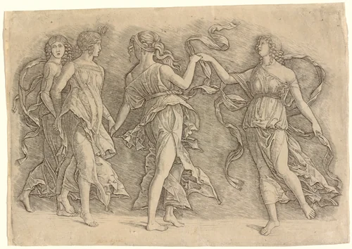 Four Dancing Muses by Andrea Mantegna, print, 1497
