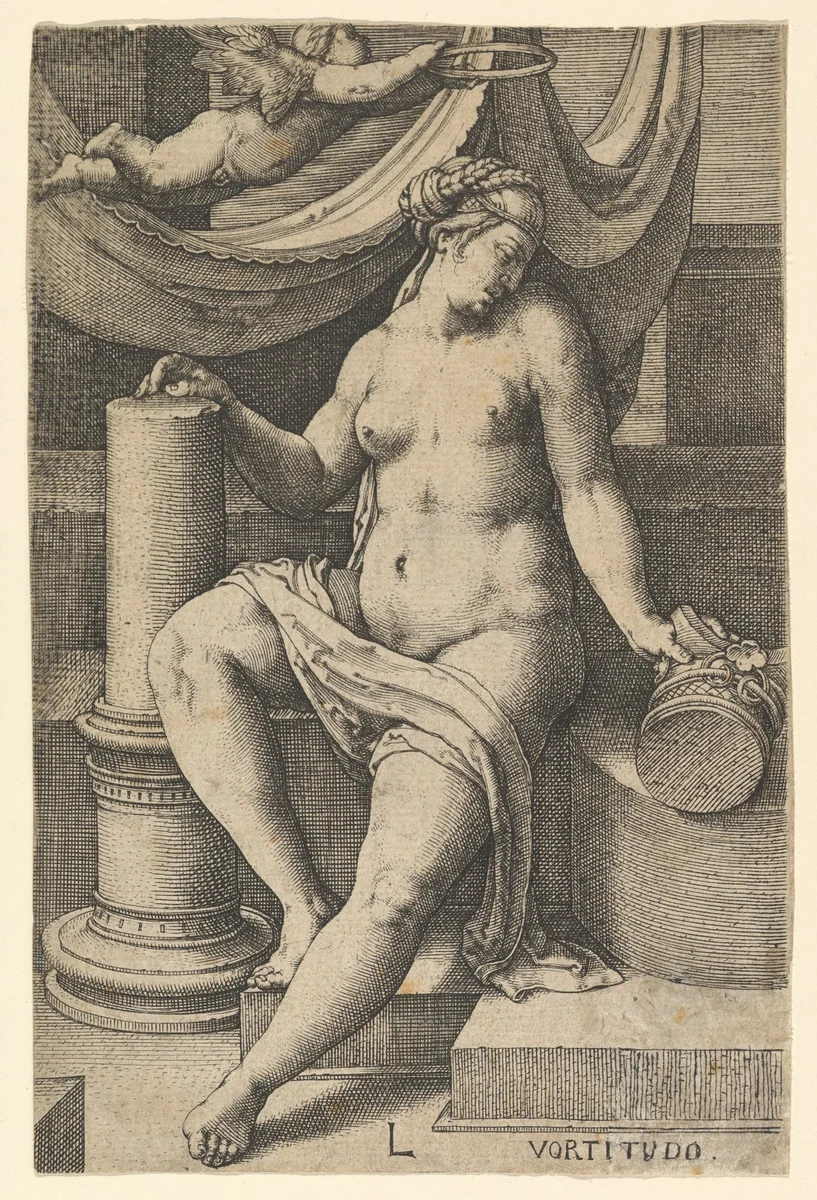 Fortitude, from "The Seven Virtues" by Lucas van Leyden, print, 1530