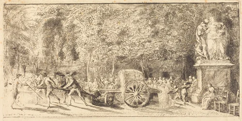 Le tonneau d'arrosage [upper half] by Gabriel de Saint-Aubin, print, 1762