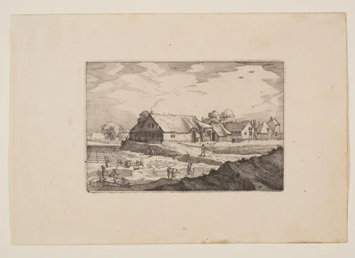 Farms and Bleaching-Fields, from Views in the Surroundings of Haarlem (Plaisante Plaetsen) by Claes Jansz Visscher, print, 1610-1620