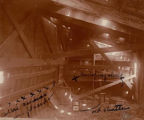 Interior of the Camera Shed at Leland Stanford's Horse Farm in Palo Alto by American 19th Century, photograph, 1870-1880