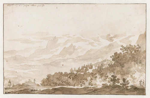 Tusculum (Frascati) vanuit het Zuidwesten by Jan de Bisschop, drawing, 1648-1671