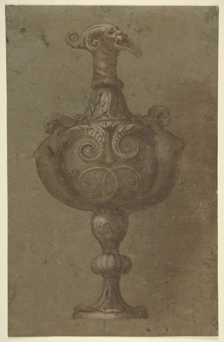 Design for a Vase by Polidoro da Caravaggio, drawing, 1499-1543