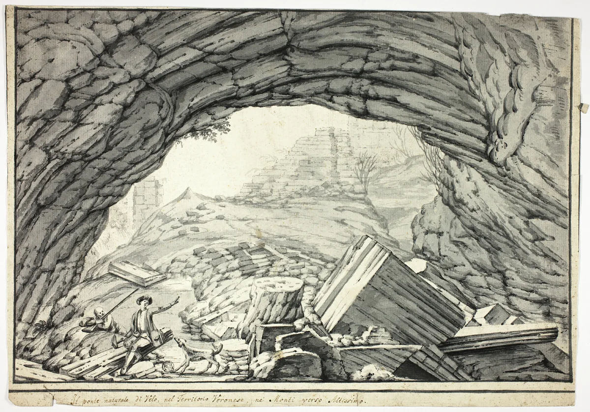 Natural Bridge of Velo, in the Veronese Hills, Near Altissimo by Unknown Artist, drawing, 1700-1799