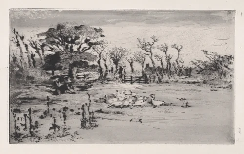 Geese by Félix Hilaire Buhot, print, 1887