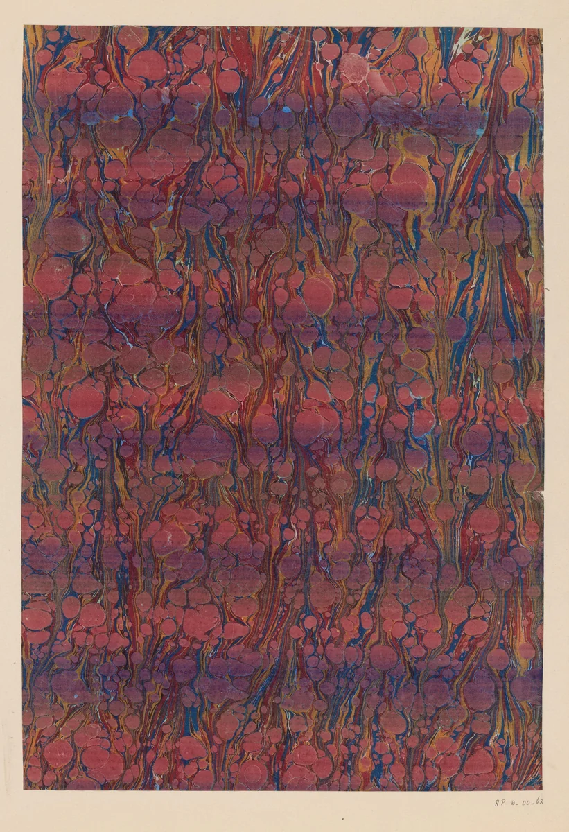 Kiezel-streepmarmer geel, blauw, rood, zwart en roze by anonymous, other, 1700-1850