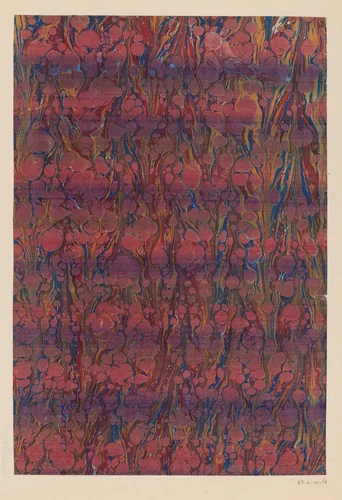 Kiezel-streepmarmer geel, blauw, rood, zwart en roze by anonymous, other, 1700-1850