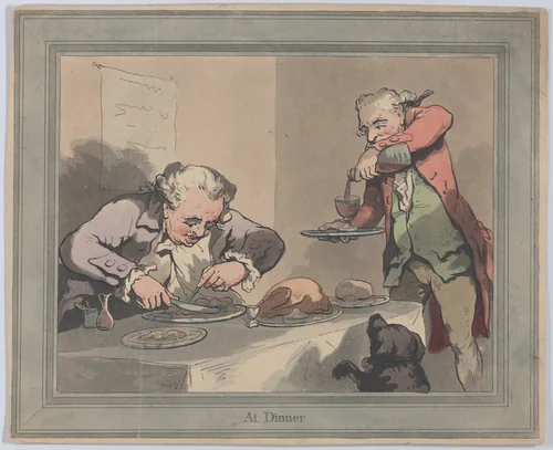 At Dinner by Thomas Rowlandson, print, 1790