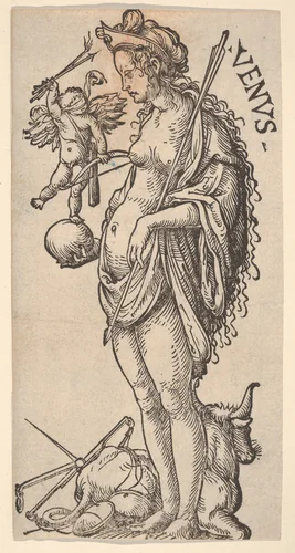 Venus with Libra and Taurus, from "The Seven Planets" by Hans Burgkmair, print, 1498-1531