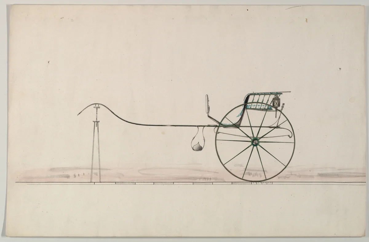 Gig (unnumbered) by Brewster & Co., drawing, 1850-1874