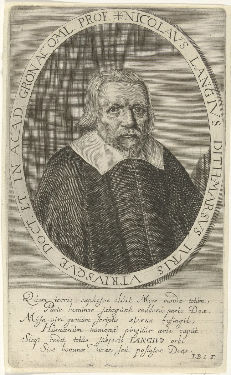 Portret van Nicolaas Langius by Steven van Lamsweerde, print, 1654