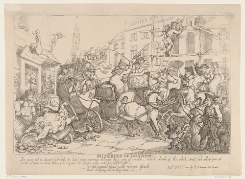 Miseries of London: Going Out to Dinner by Thomas Rowlandson, print, 1807