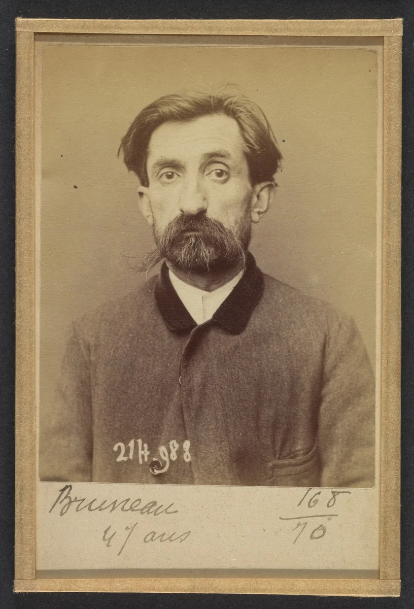 Bruneau. Amédé, Jean Baptiste. 46 ans, né à Châteauroux (Indre). Cordonnier. Anarchiste. 2/3/94. by Alphonse Bertillon, photograph, 1894