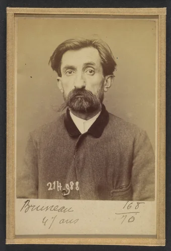 Bruneau. Amédé, Jean Baptiste. 46 ans, né à Châteauroux (Indre). Cordonnier. Anarchiste. 2/3/94. by Alphonse Bertillon, photograph, 1894