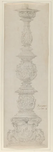 Design for a Candelabra by Bernardo Buontalenti, drawing, 1545-1585
