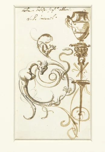 Antiek ornament by Etienne de Lavallée-Poussin, drawing, 1762-1777