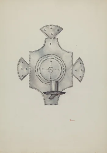 Candleholder (Candelero) Cut Tin by Hal Blakeley, index of american design, 1940