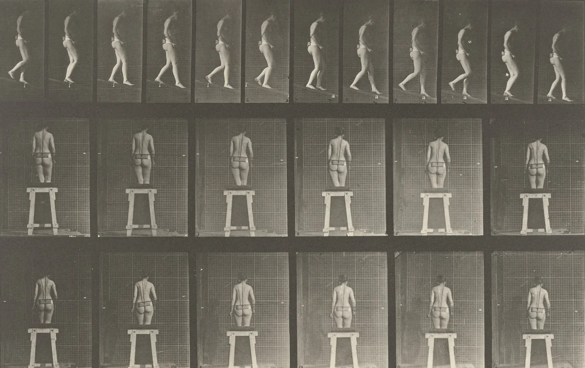 Woman Descending an Incline: Plate 118 from Animal Locomotion (1887) by Eadweard Muybridge, photograph, 1884