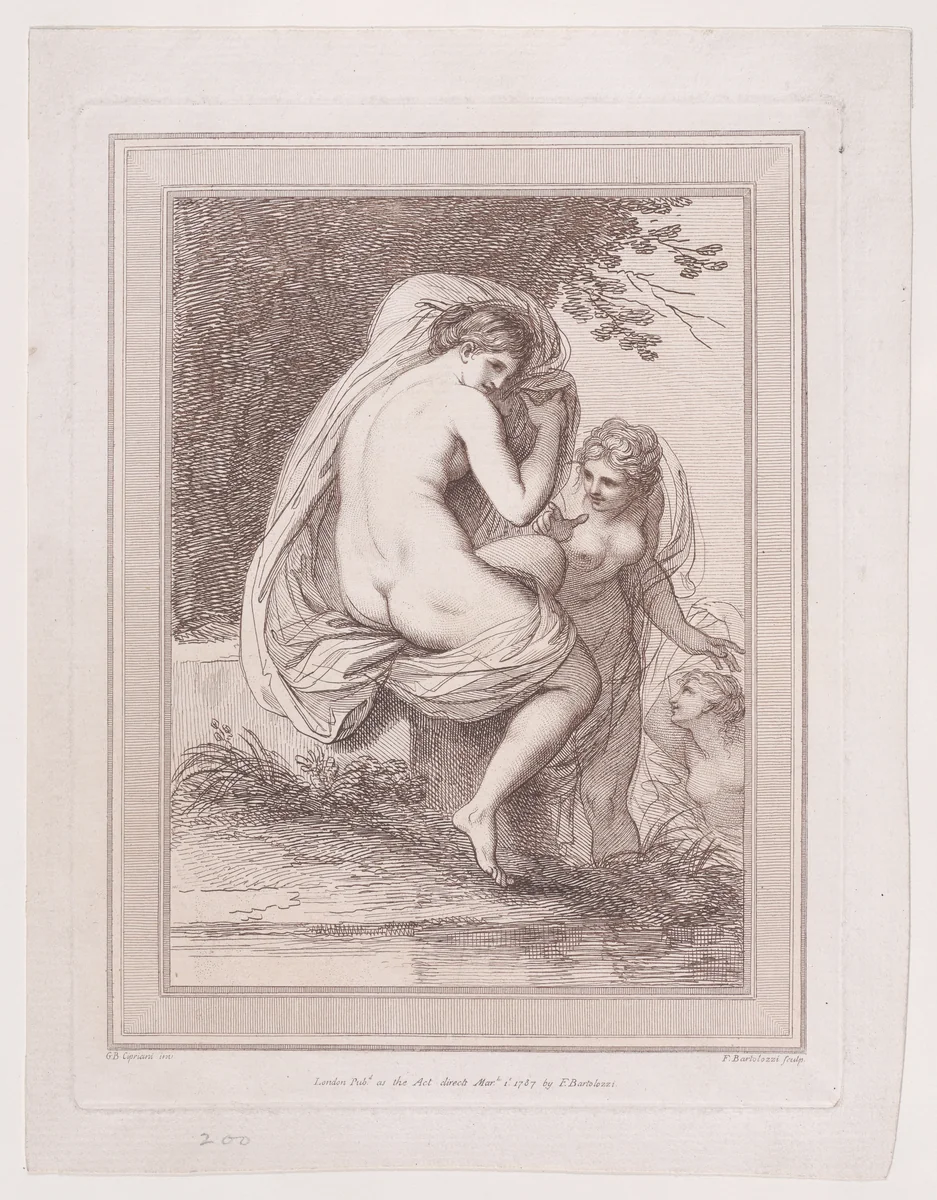 Three Nymphs Bathing by Francesco Bartolozzi, print, 1787