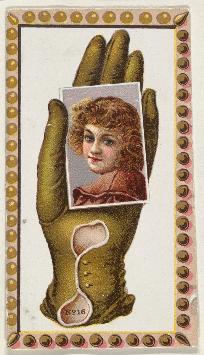 Card Number 16, cut-out from banner advertising the Opera Gloves series (G29) for Allen & Ginter Cigarettes by Allen & Ginter, print, 1885-1895