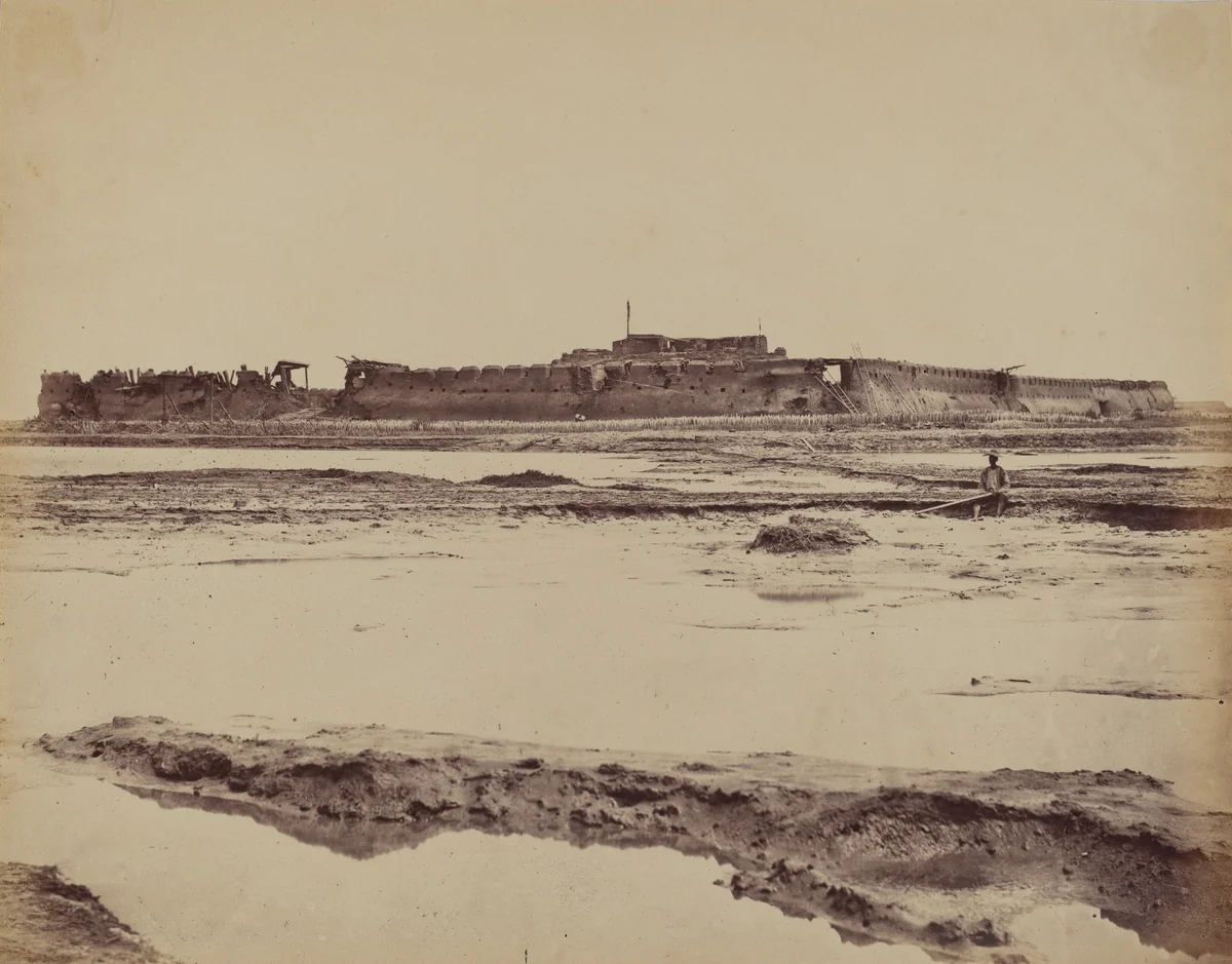 Exterior of North Taku Fort on Peiho River, Showing the English and French Entrance, August 21, 1860 by Felice Beato, photograph, 1860