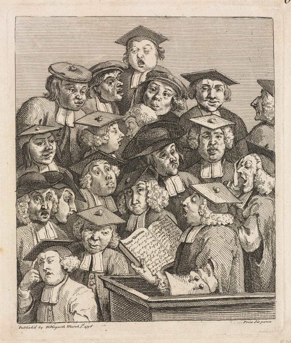 Scholars at a Lecture by William Hogarth, print, 1736-1737