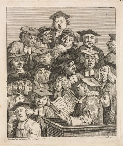 Scholars at a Lecture by William Hogarth, print, 1736-1737