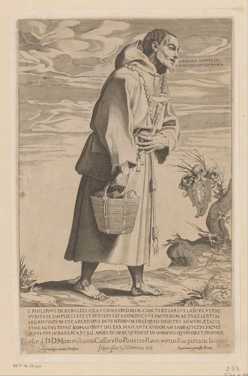 Bedelmonnik Philippus de Rebaldis by anonymous, print, 1576