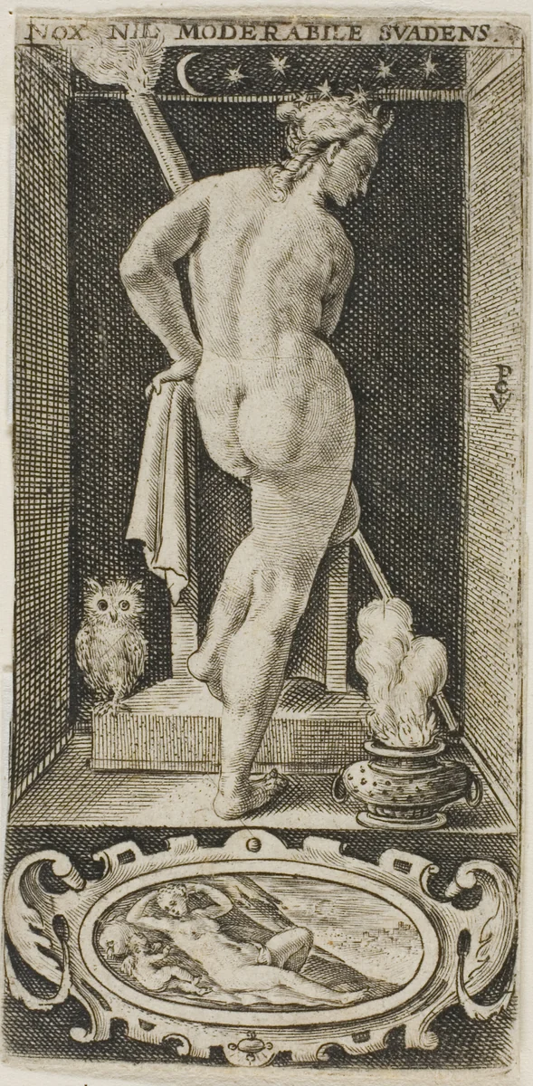 Night, plate four from The Four Parts of the Day by Crispijn van de Passe, print, 1584-1637