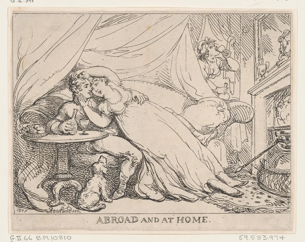 Abroad and At Home by Thomas Rowlandson, print, 1807