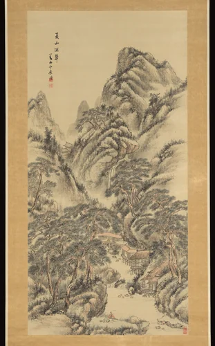 “The Deep Green of Summer Mountains” by Hine Taizan (日根對山), painting, 1850-1859