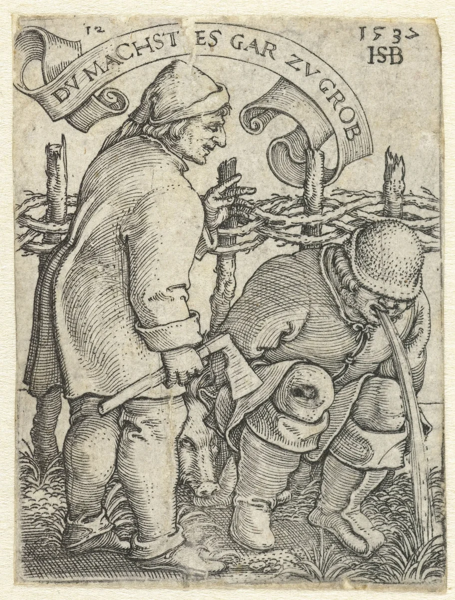 Man geeft over door drankzucht by Unknown, print, 1537
