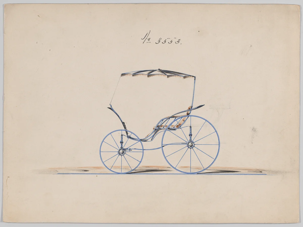 Design for Pony Phaeton, no. 3553 by Brewster & Co., drawing, 1879
