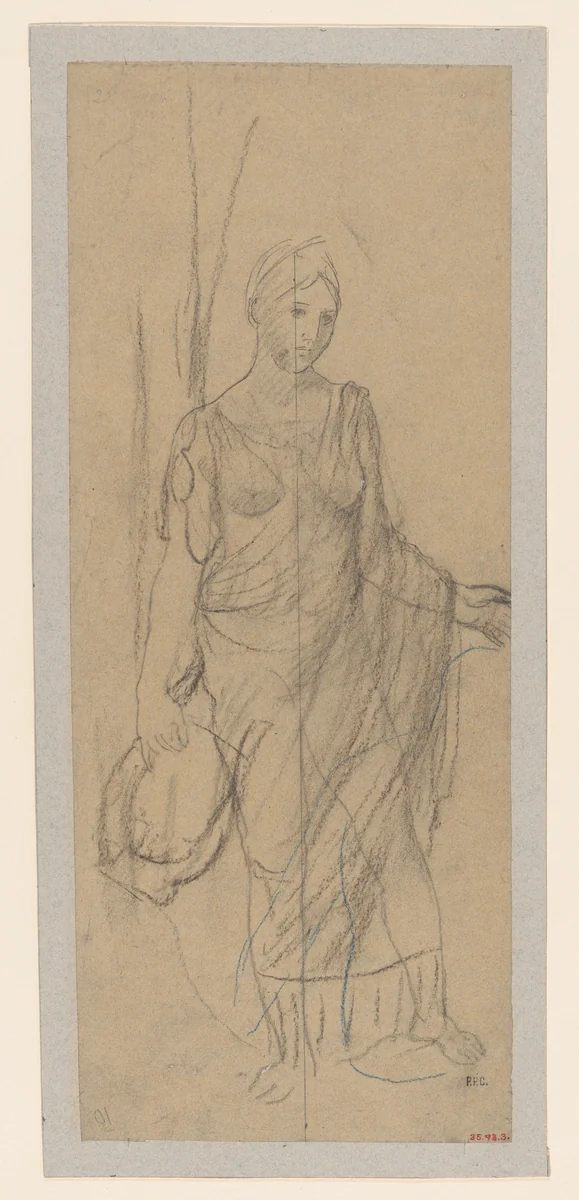 A Muse of Poetry by Pierre Puvis de Chavannes, drawing, 1840-1898