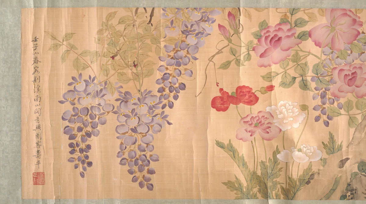 Roses and Wisteria by Unidentified Artist, painting, 1700-1899