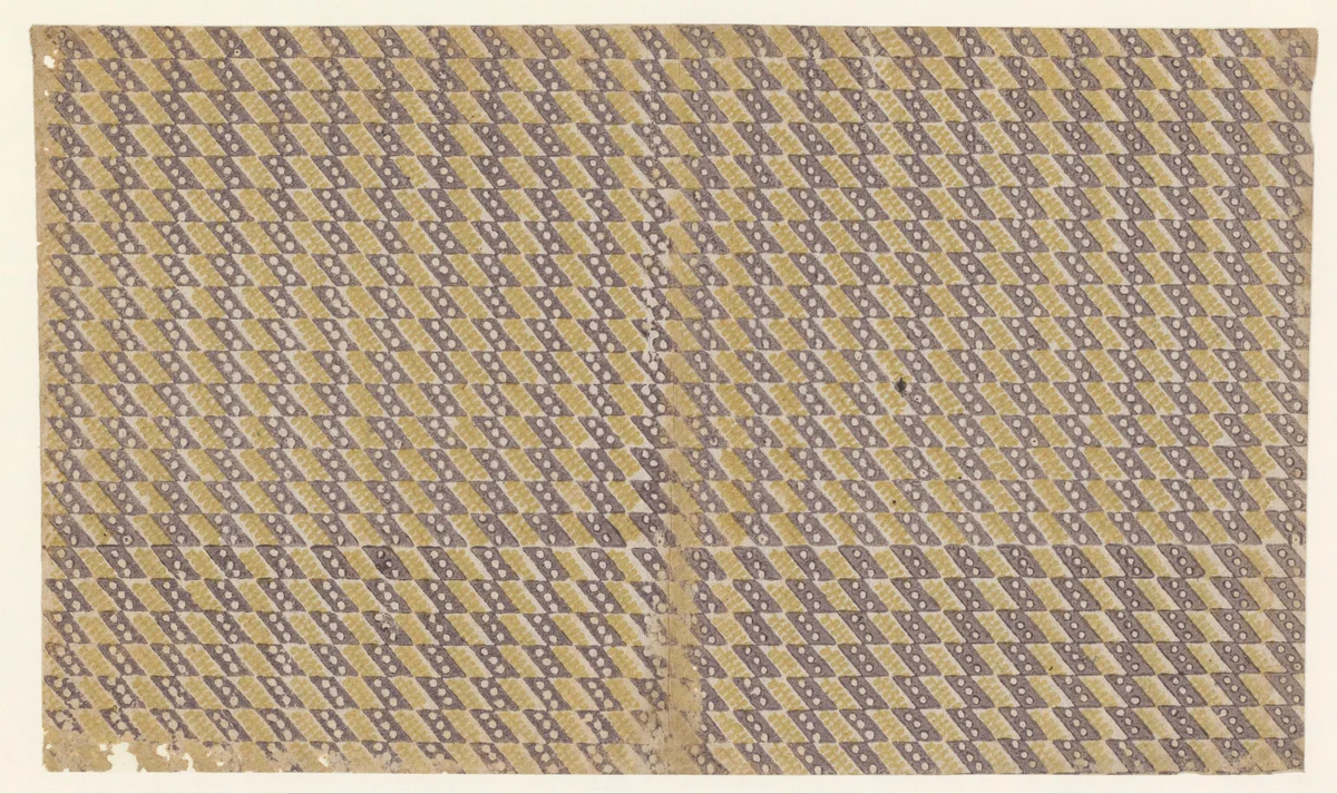 Blad met banenpatroon van parallellogram met drie cirkels by anonymous, other, 1750-1900