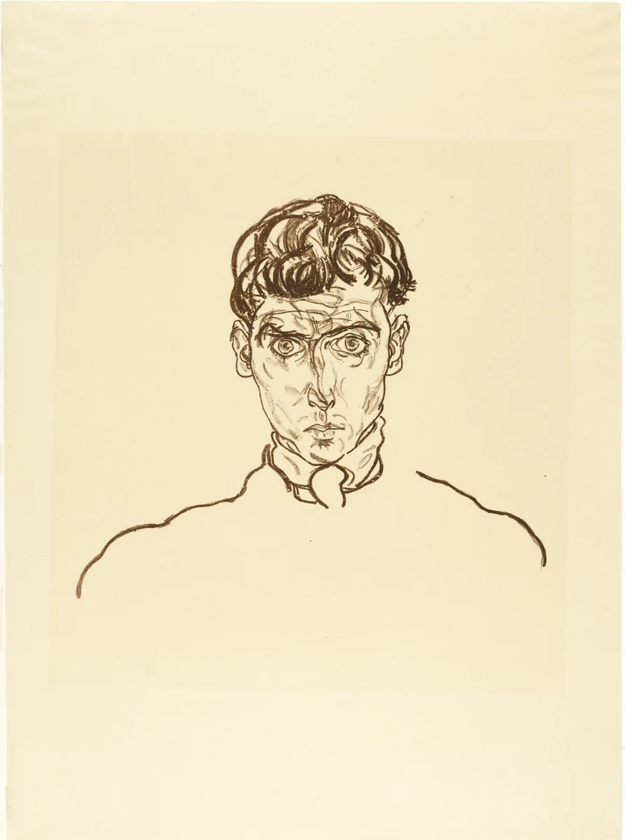 Portrait of Paris von Gütersloh (Bildnis Paris von Gütersloh) from The Graphic Work of Egon Schiele (Das Graphische Werk von Egon Schiele) by Egon Schiele, print, 1918