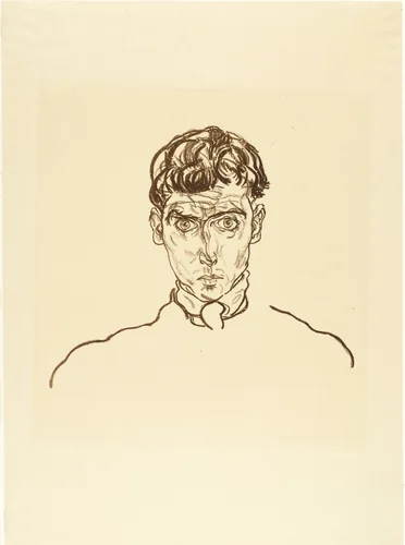 Portrait of Paris von Gütersloh (Bildnis Paris von Gütersloh) from The Graphic Work of Egon Schiele (Das Graphische Werk von Egon Schiele) by Egon Schiele, print, 1918