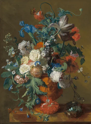 Flowers in an Urn by Jan van Huysum, painting, 1720-1722