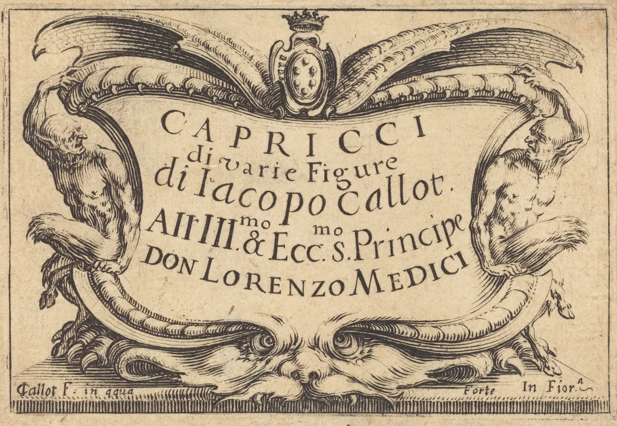 Title Page for "The Capricci" by Jacques Callot, print, 1617