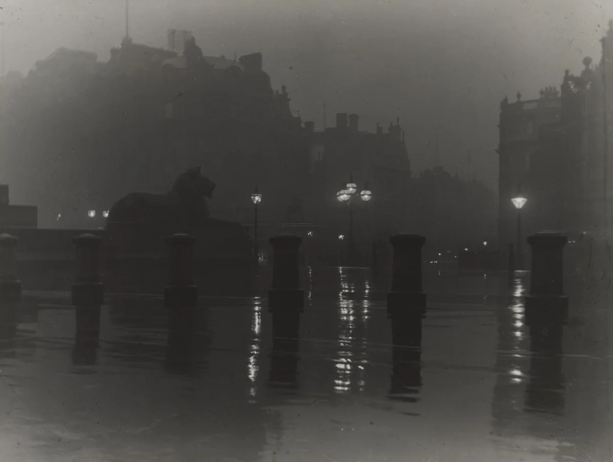 Trafalgar Square on a Very Wet Night by Paul Martin, photograph, 1896