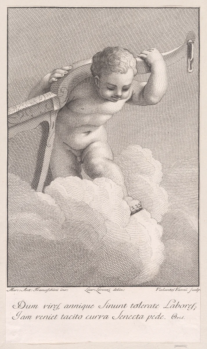Putto with a yoke by Violante Vanni, print, 1774