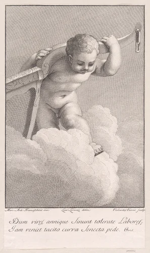 Putto with a yoke by Violante Vanni, print, 1774